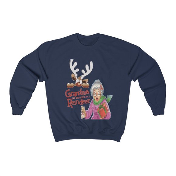 SBC Grandma Got Run Over By A Reindeer White Crewneck Sweatshirt - Picture 4 of 5